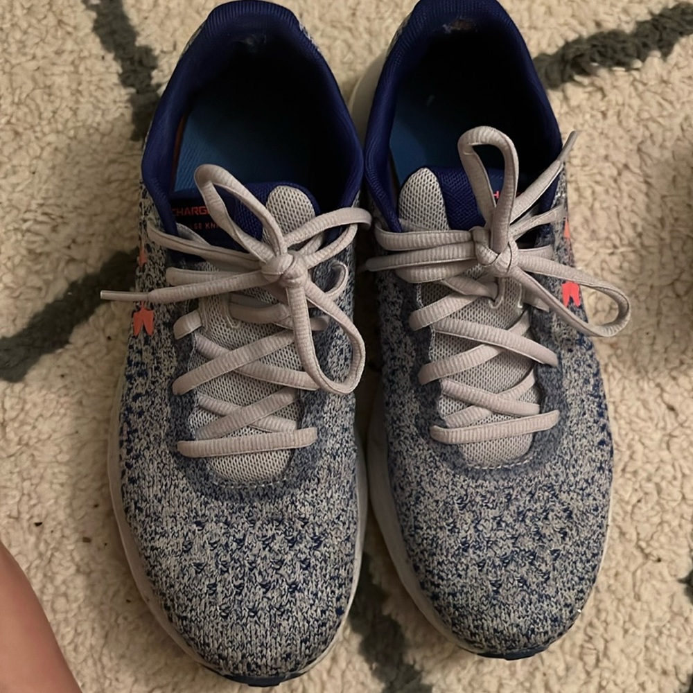 Under-armour shoes, blue and pink! Normal wear and tear for shoes. Size 8